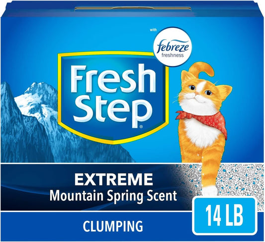 Fresh Step Clumping Cat Litter with Febreze, 14 lbs, Extreme Mountain Spring Scent