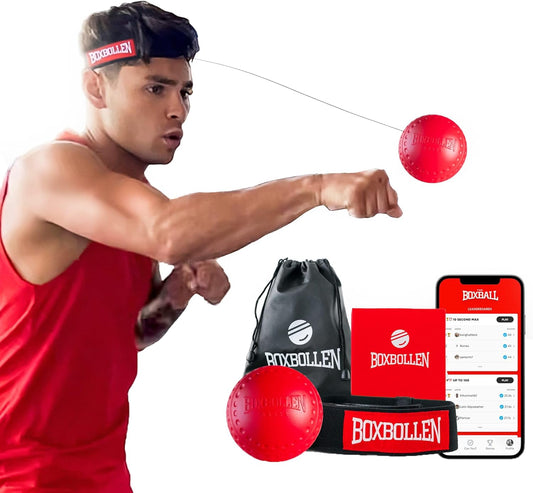 Boxbollen Original with App, Used by Celebrities - MMA Gear Boxing Ball - Boxing Reflex Ball with Adjustable Strap - Interactive Boxball App Integration - 1 Pack