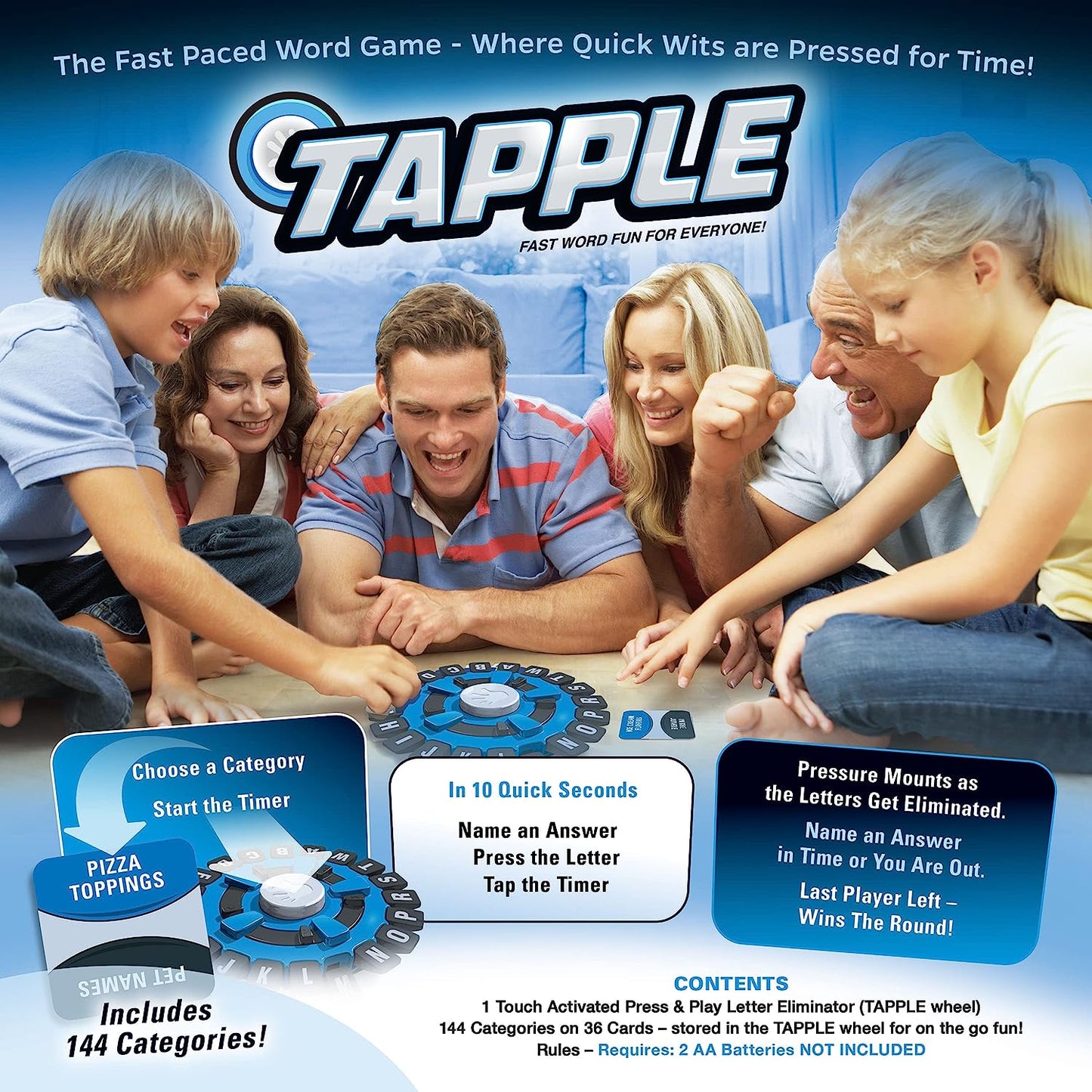 USAOPOLY TAPPLE® Word Game | Fast-Paced Family Board Game | Choose a Category & Race Against The Timer to be The Last Player | Learning Game Great for All Ages